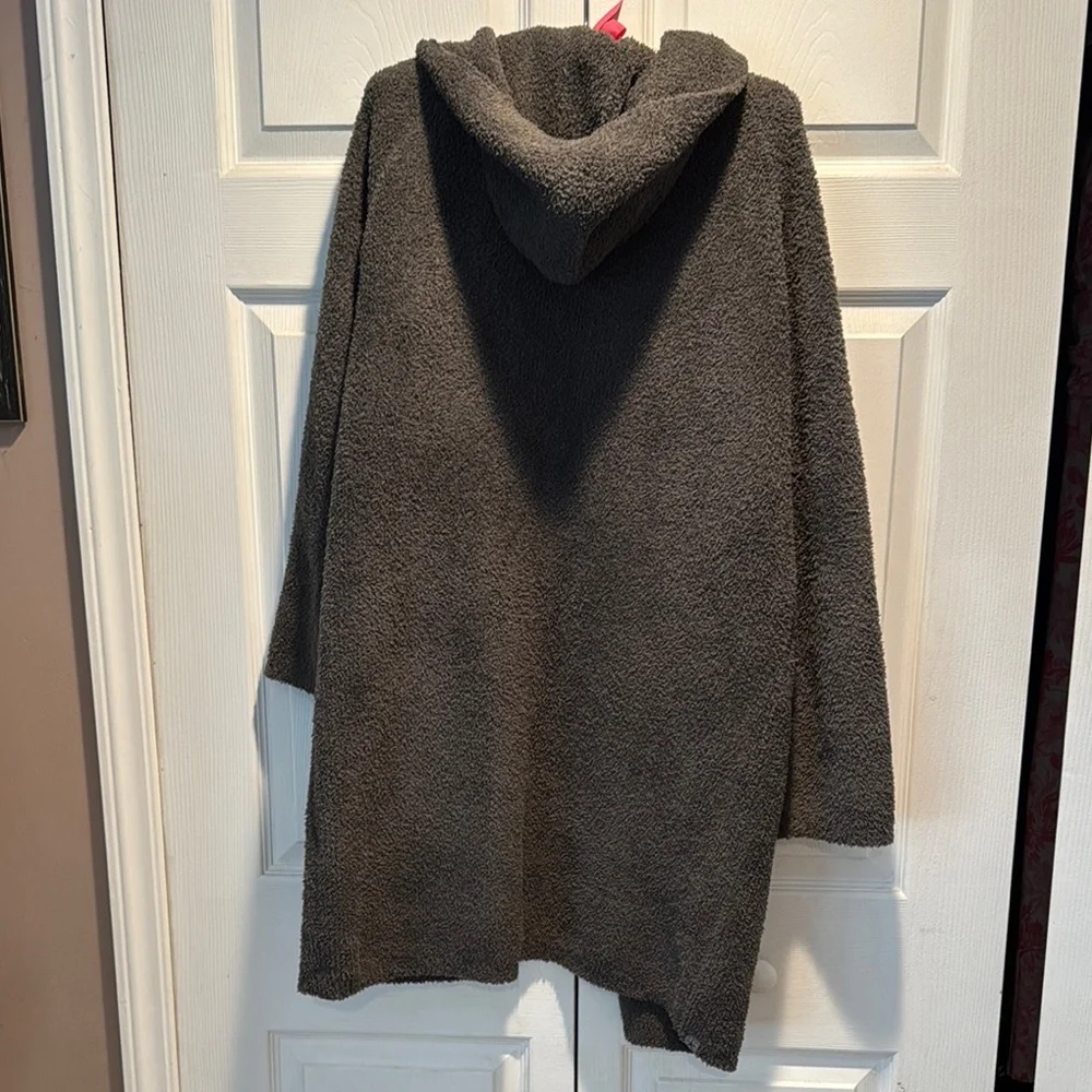 EUC long Barefoot Dreams grey open front hooded cardigan L - Picture 3 of 3